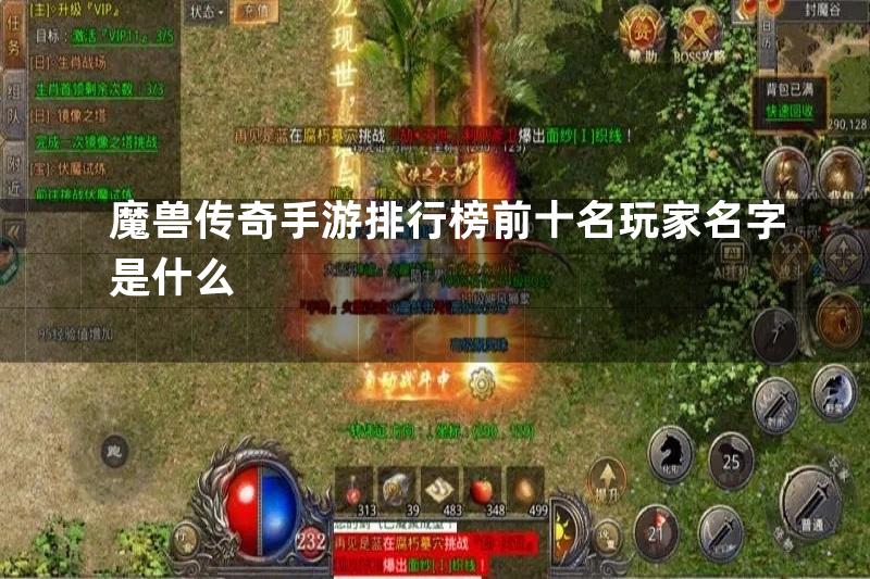 魔兽传奇手游排行榜前十名玩家名字是什么